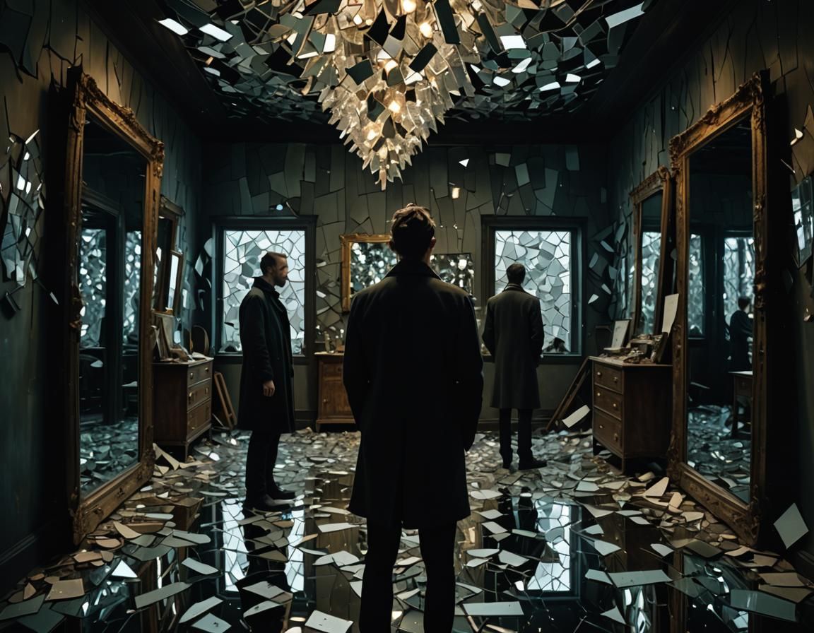 Surreal Mirror Room in Van Gogh Style