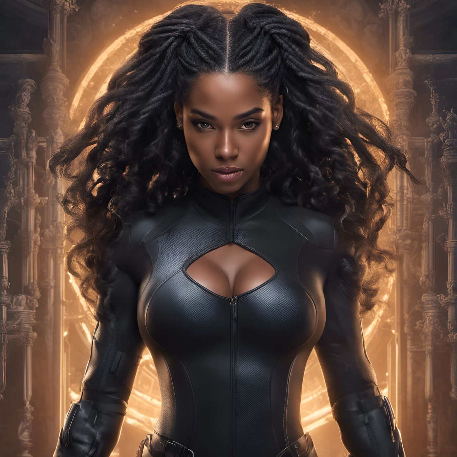 Dominican Female Hero in Black Stealth Suit