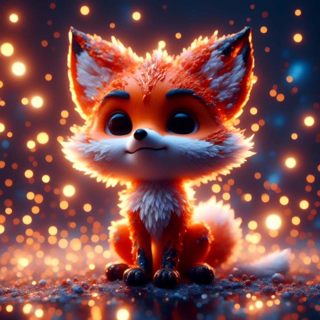 Stunning Chibi Fox in Abstract 3D Render