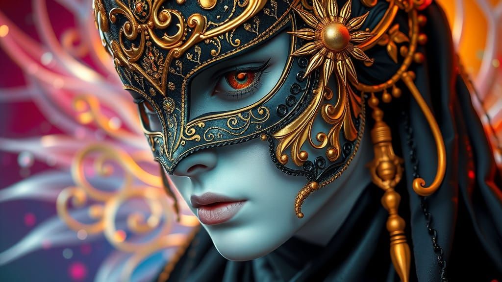 Ethereal Masked Figure in Dramatic Lighting