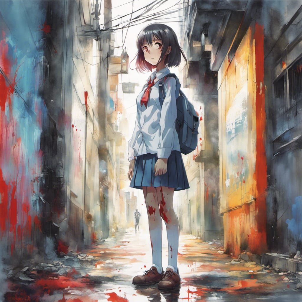Creepy Ghost Girl in Bloody Alley - Manga Style
