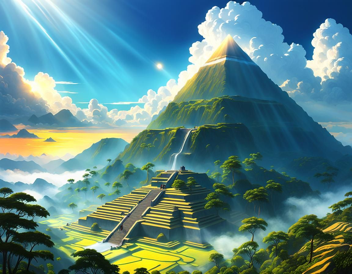 Gunung Padang Pyramid: Surreal 3D Anime Concept Art