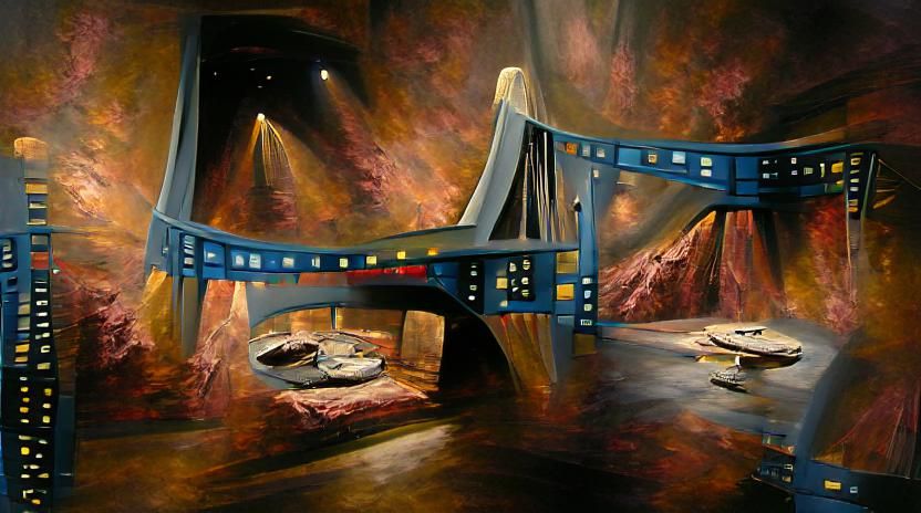 Star Trek Bridge as Kinkade-Style Oil Painting