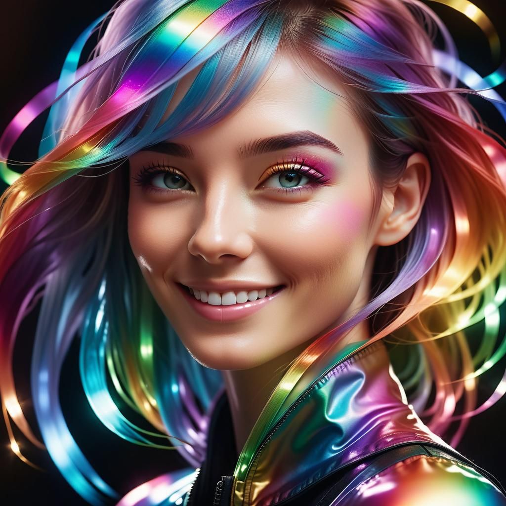 Rainbow Woman Portrait in Macro Photography