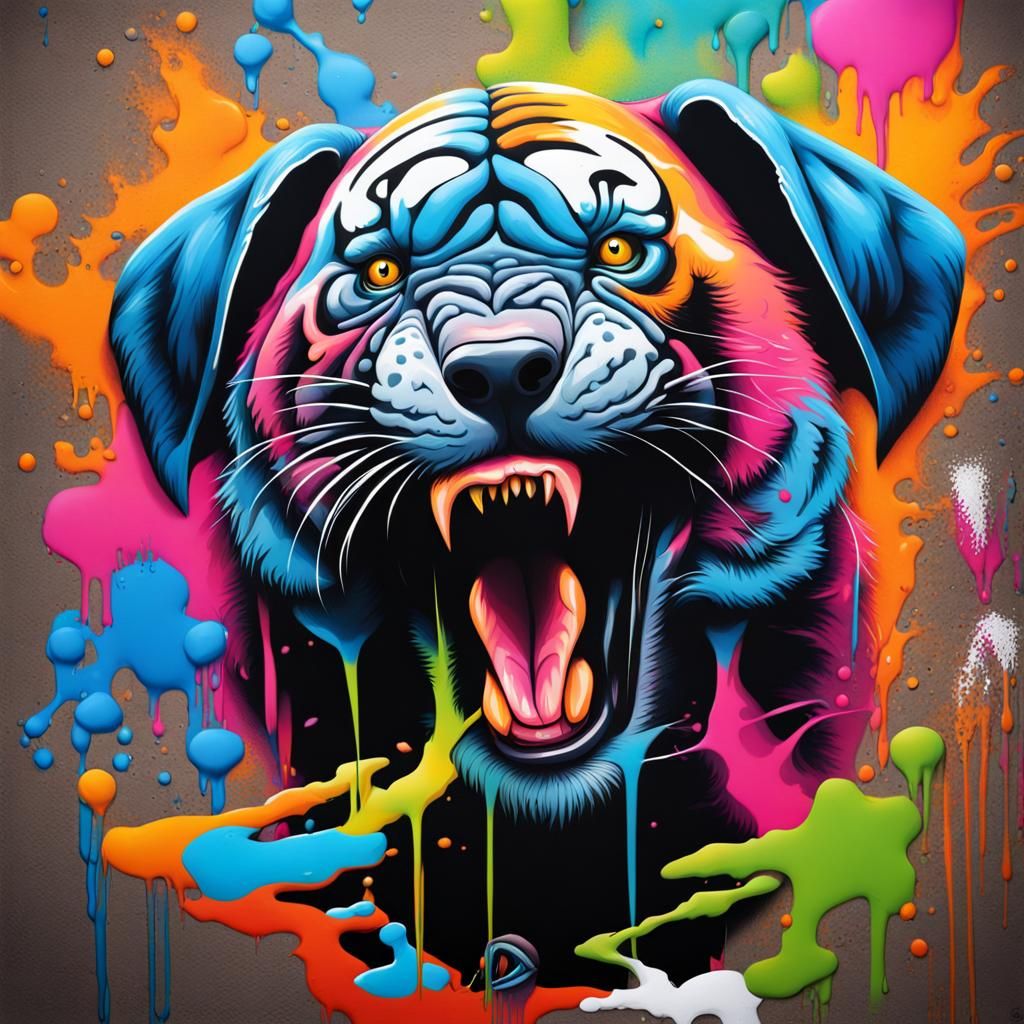 Polychromatic Animal Graffiti Street Art