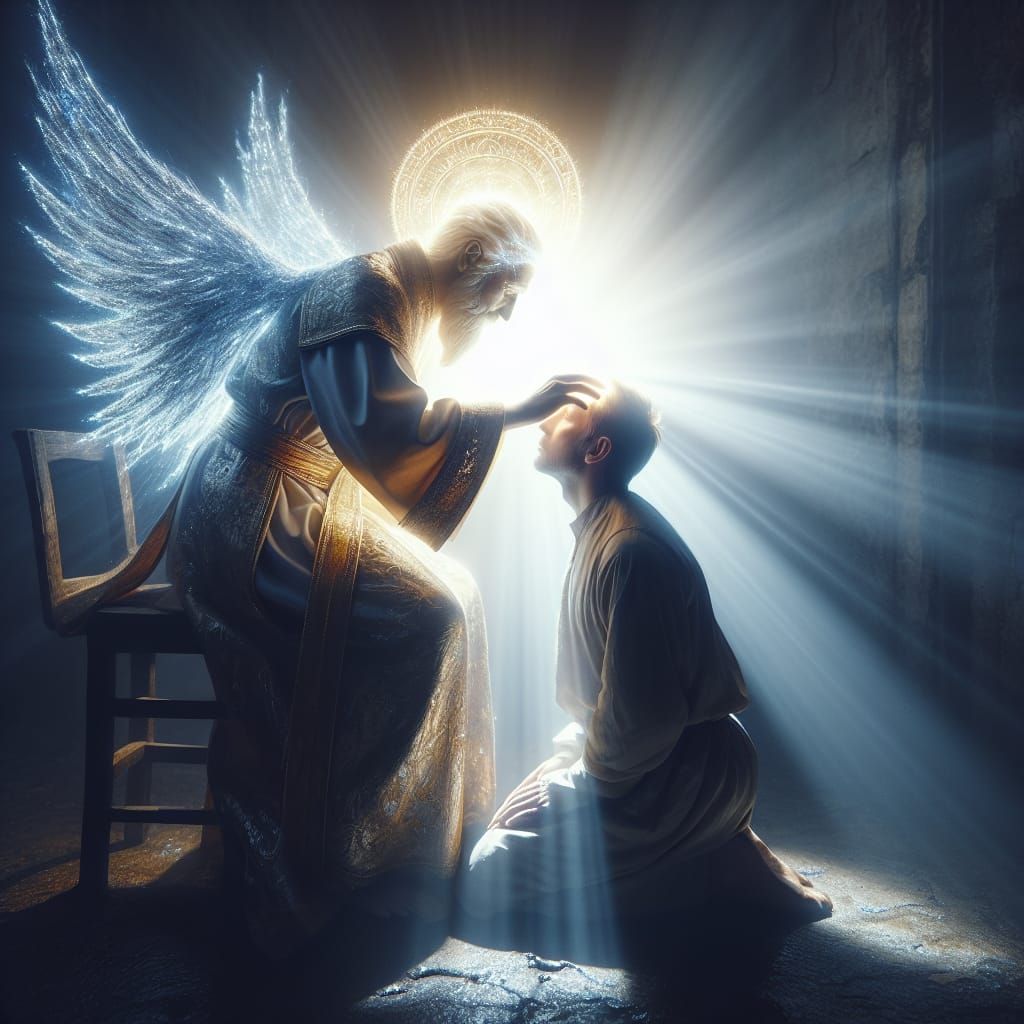 Hyperrealistic Image of Spiritual Connection: Forehead Touch