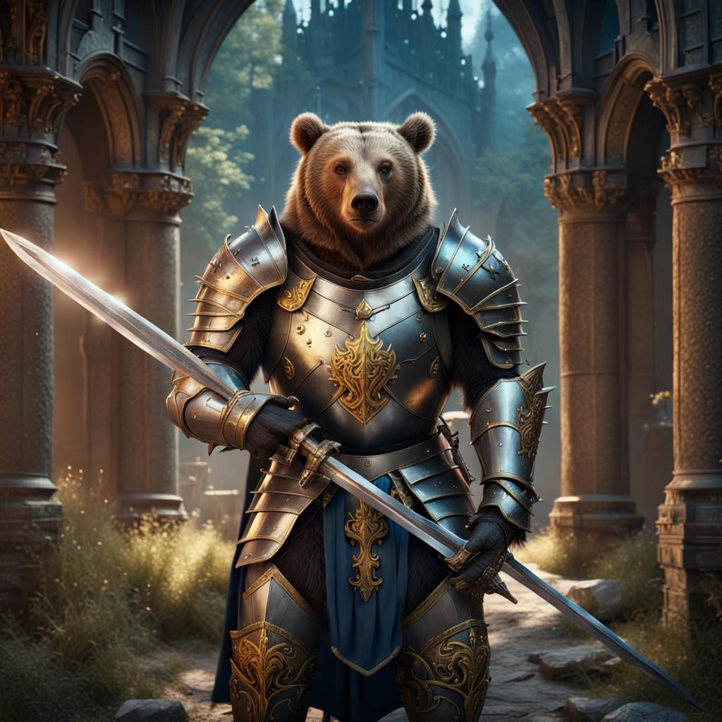 Medieval Bear Knight in Shining Armor