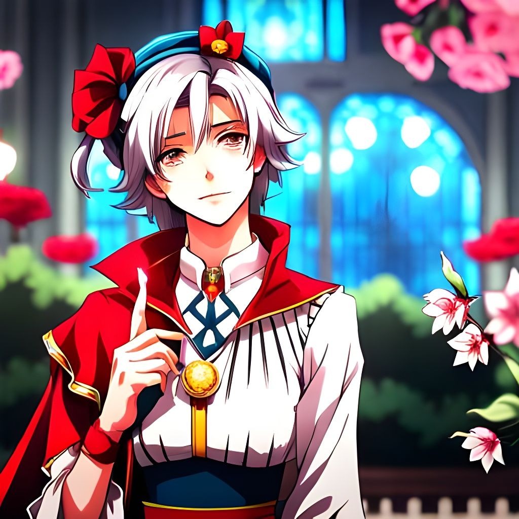 Happy Transgender Youth: Rococo Anime Portrait