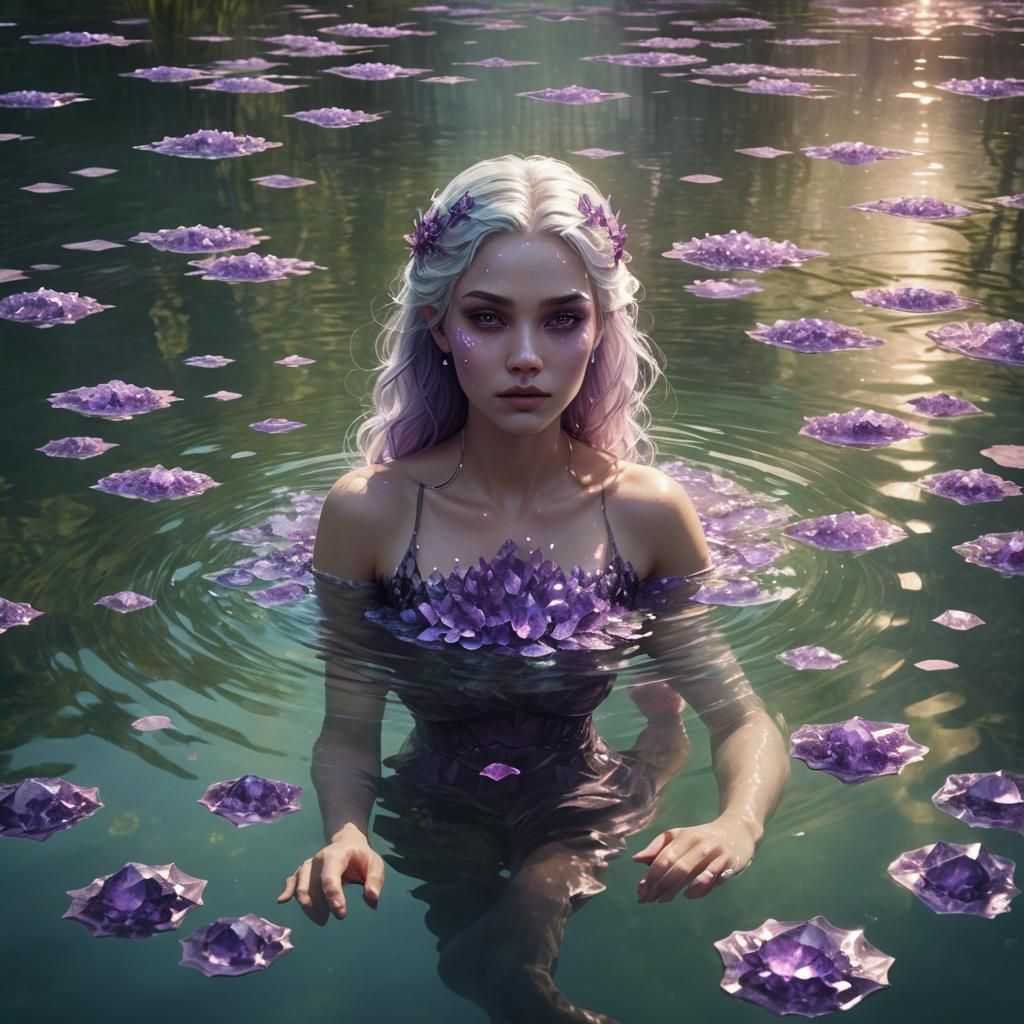 Siren in Amethyst Lake: Fantasy Concept Art