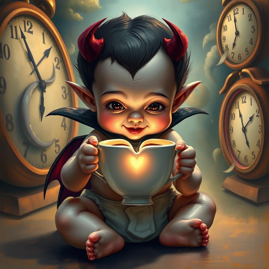 Baby Dracula's Surreal Tea Party: A Dreamlike Vision