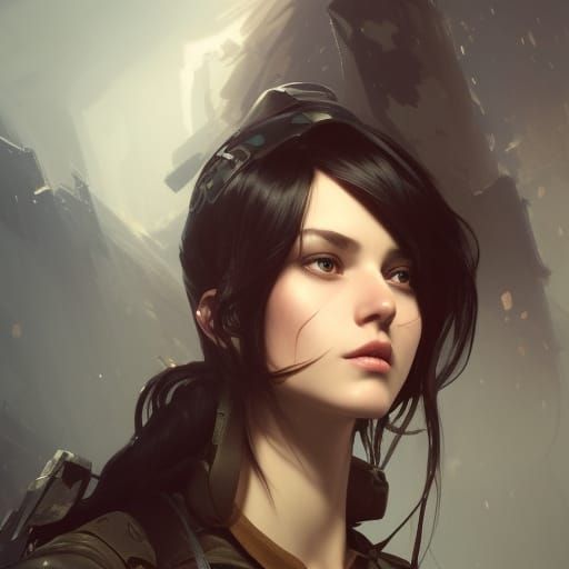 Detailed Portrait of a Female Soldier