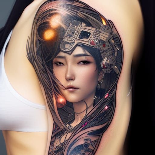 Intricate Cyborg Girl Portrait in Digital Art Style