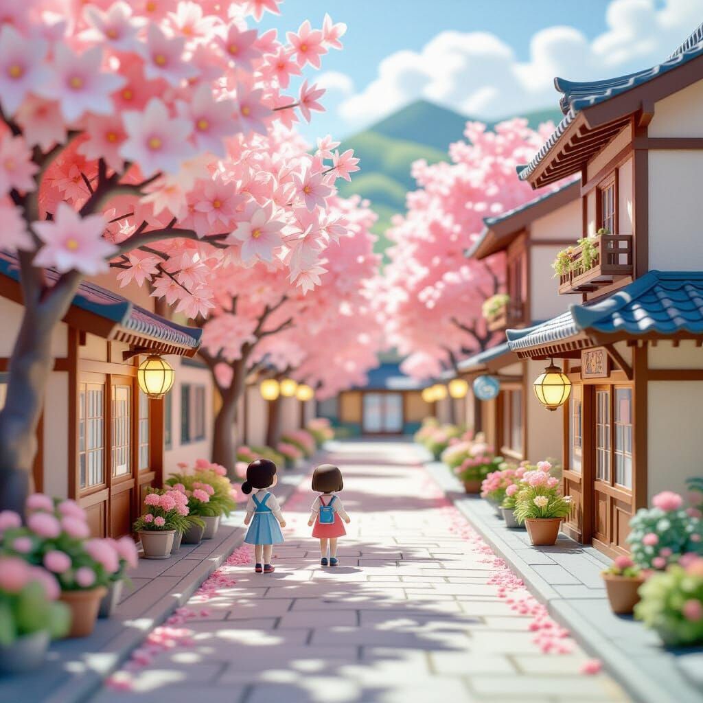 Origami Street Scene with Papercraft Details