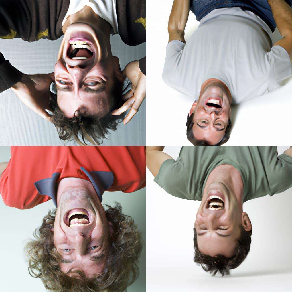 Upside Down Portrait of a Laughing Man