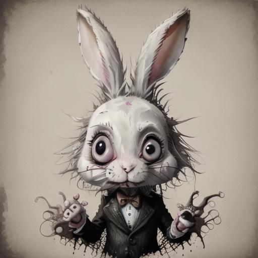 Dark Rabbit in Tim Burton Style