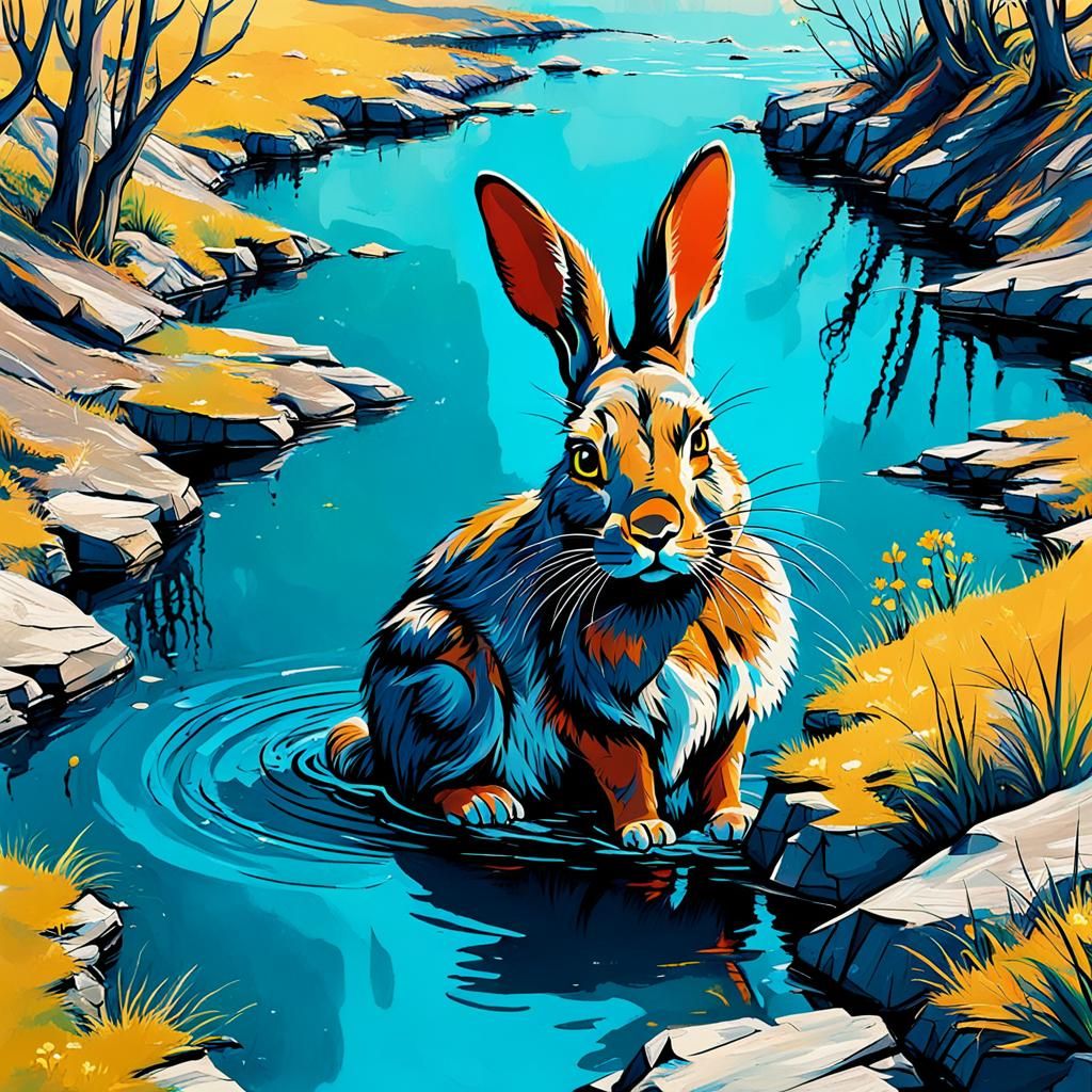 Abstract Watership Down Art in Complementary Colors