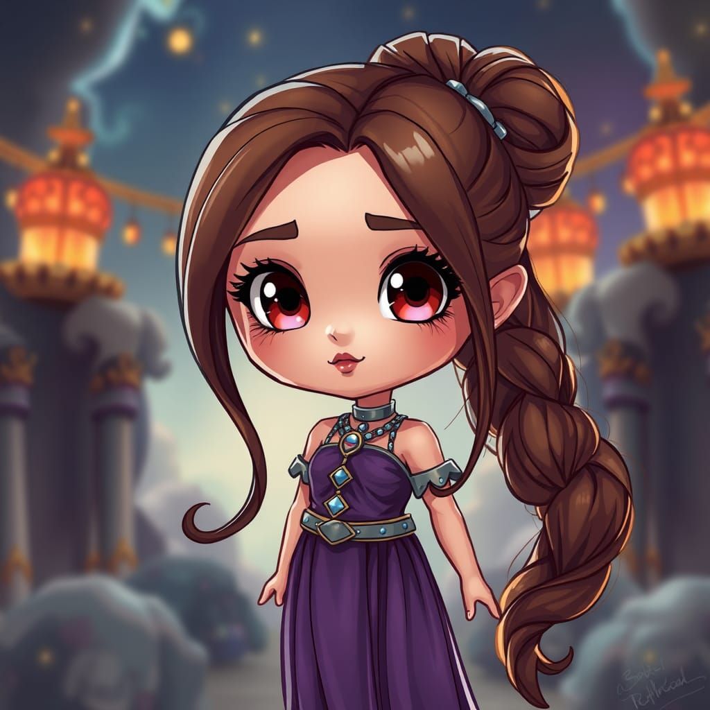Chibi Megera in Greek Dress Digital Painting