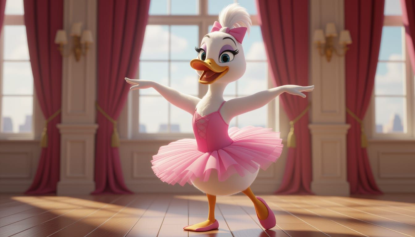 Duck Ballet Dancer in Pink Tutu as 3D CGI
