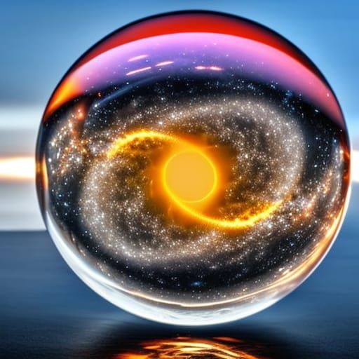 Glowing Galaxy Orb with Cat Eyes