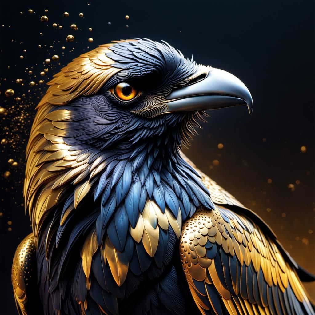 Gold Infused Raven Portrait
