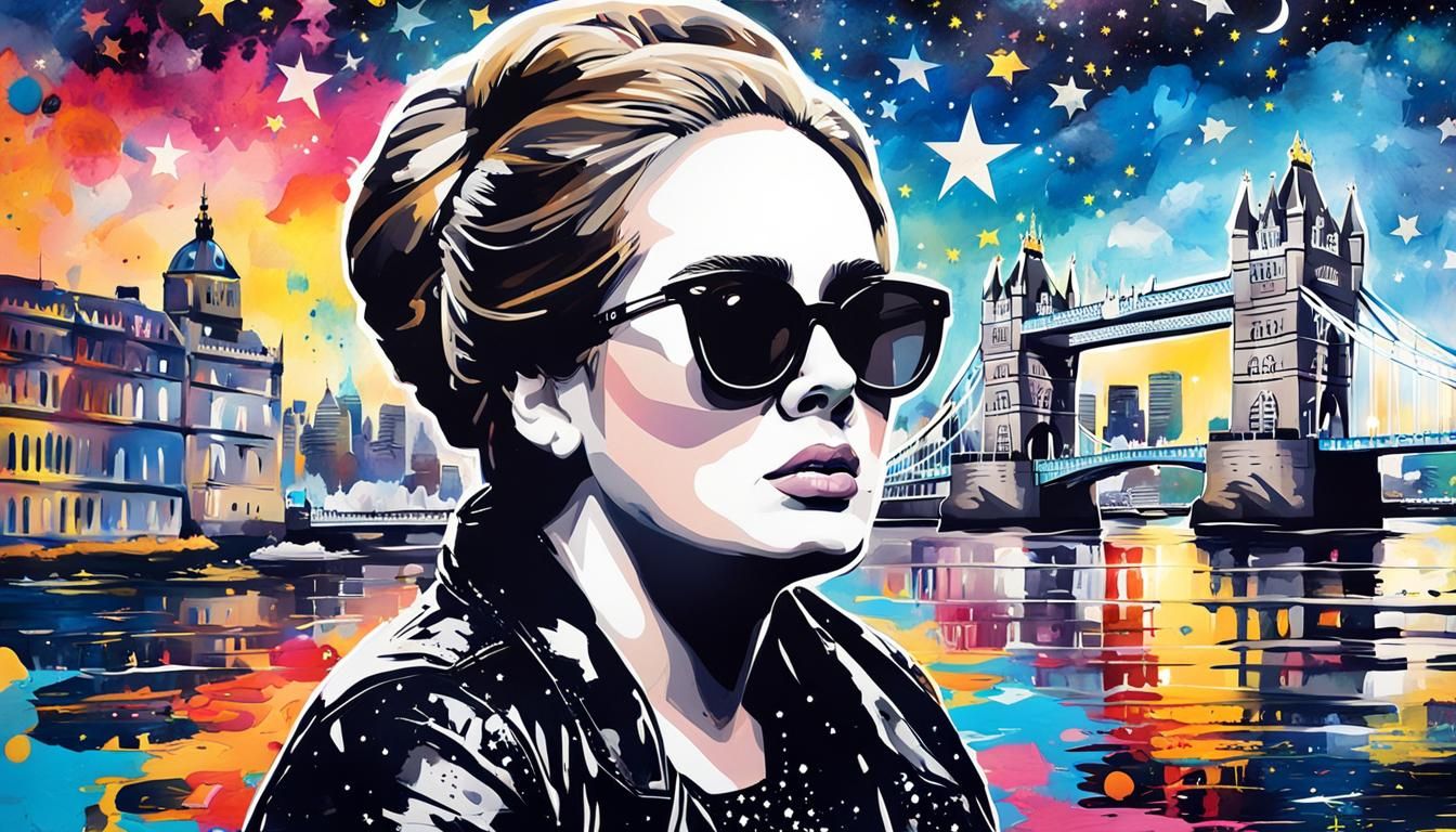 Adele in Pop Art Style with Tower Bridge