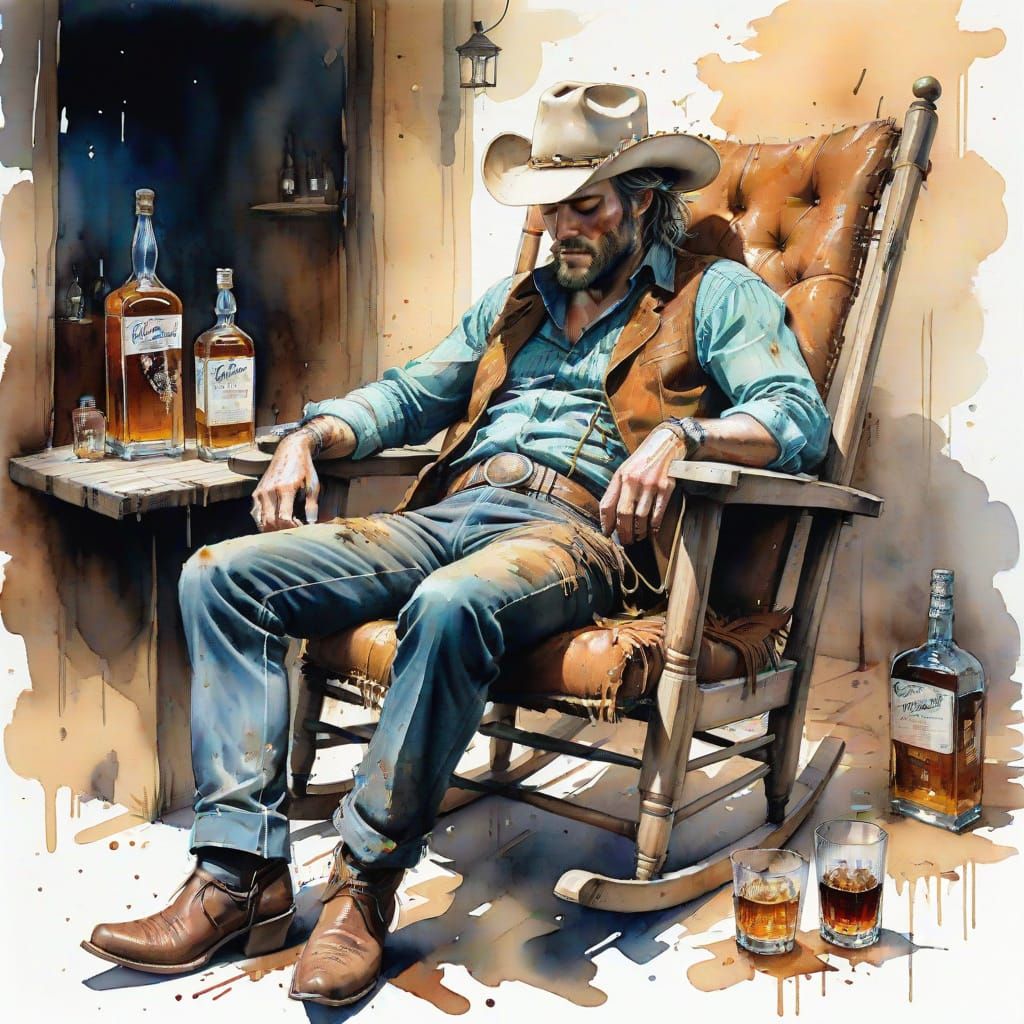 Cowboy Dreams in Watercolor Style