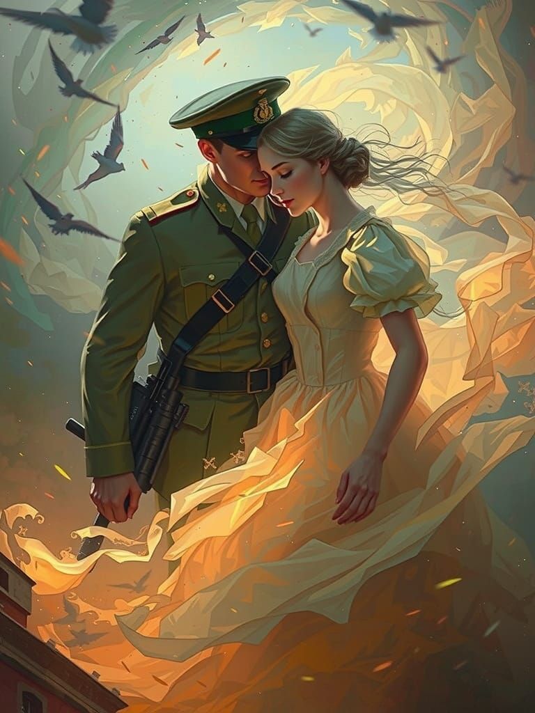 Ethereal Anime Portraits of Frederic Henry and Catherine Bar...