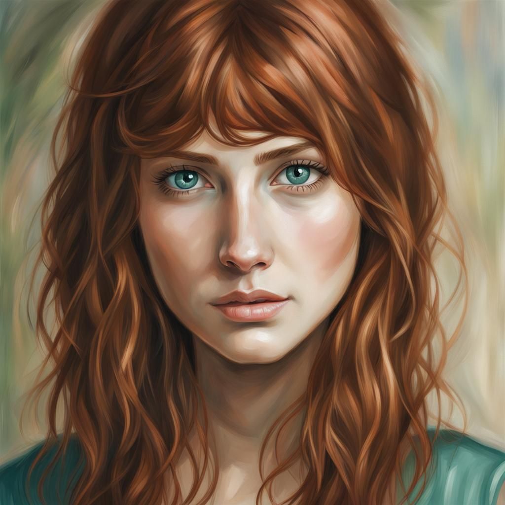 Portrait of a Girl with Blue-Green Eyes