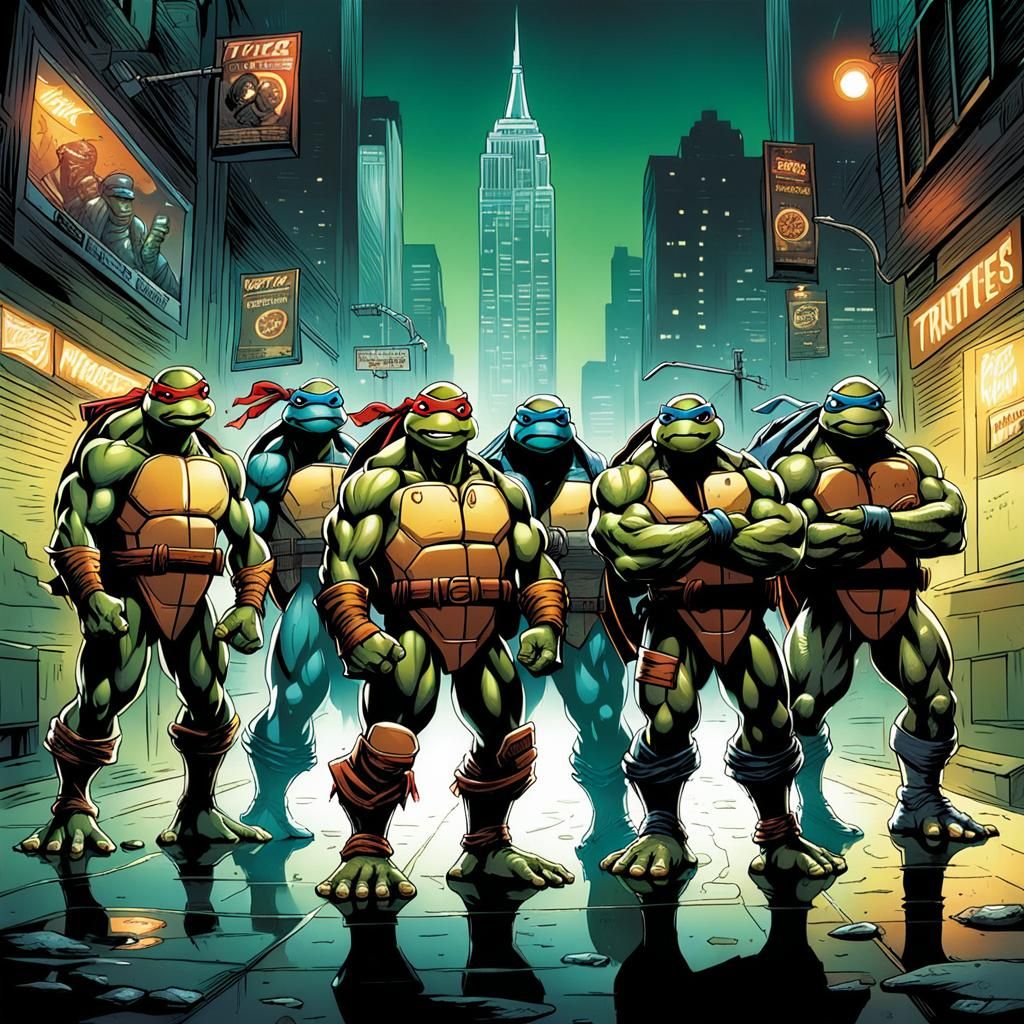 TMNT and Tupac Meeting: Comic Book Style Art