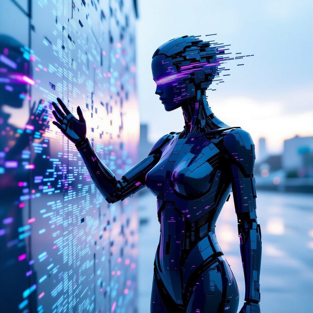 A faceless humanoid female figure