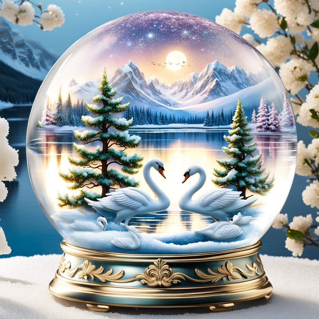 Swans Snow Globe