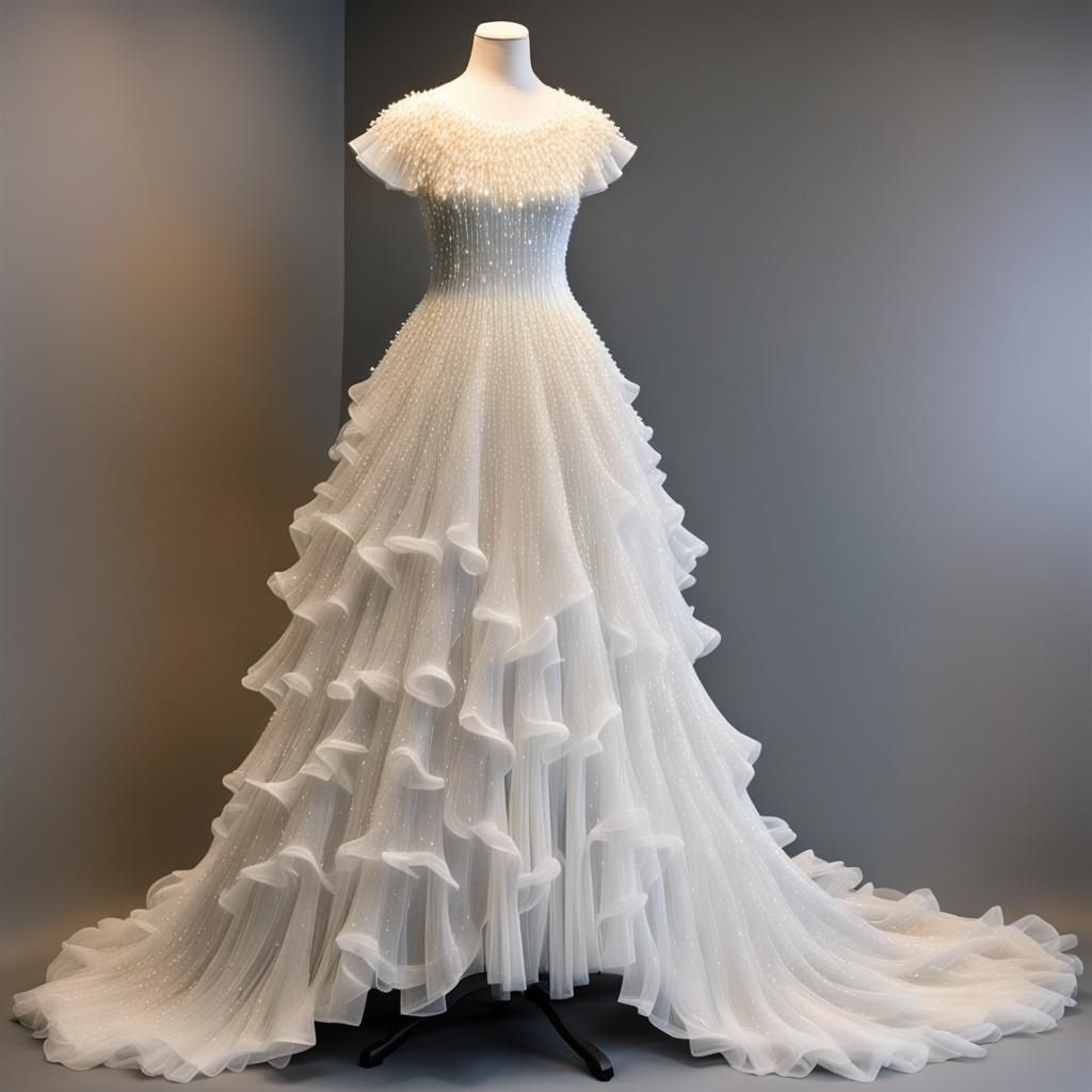 Ethereal Starlight Dress with Glittering White Folds