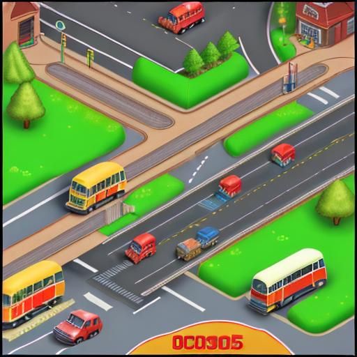Isometric Transport Tycoon Game Scene in 1990s Style