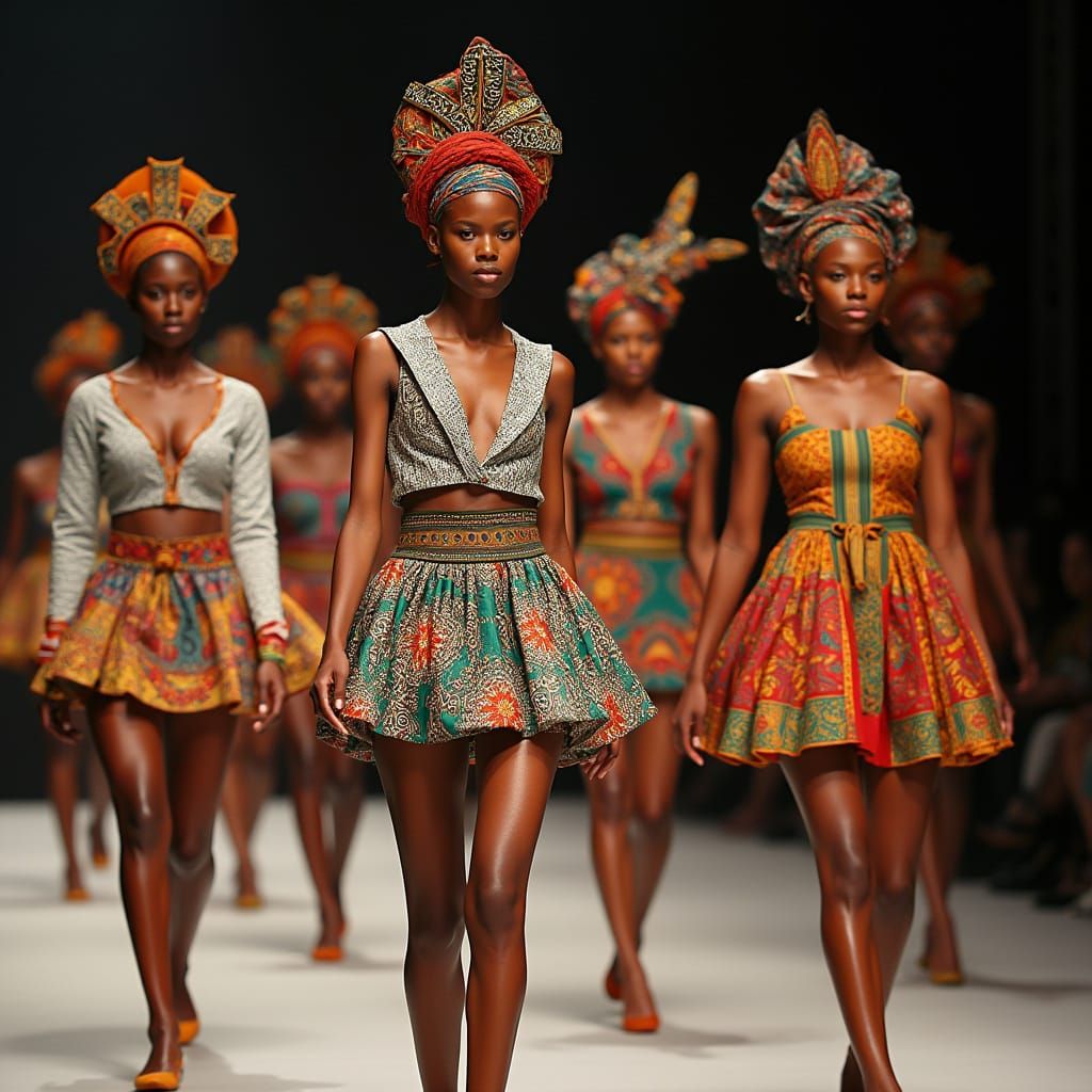 Women's Ethiopian Fashion Show with Vibrant Traditional Patt...