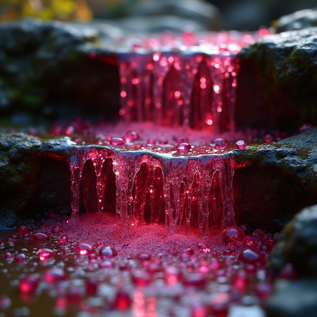 Luxurious Ruby and Diamond Waterfall