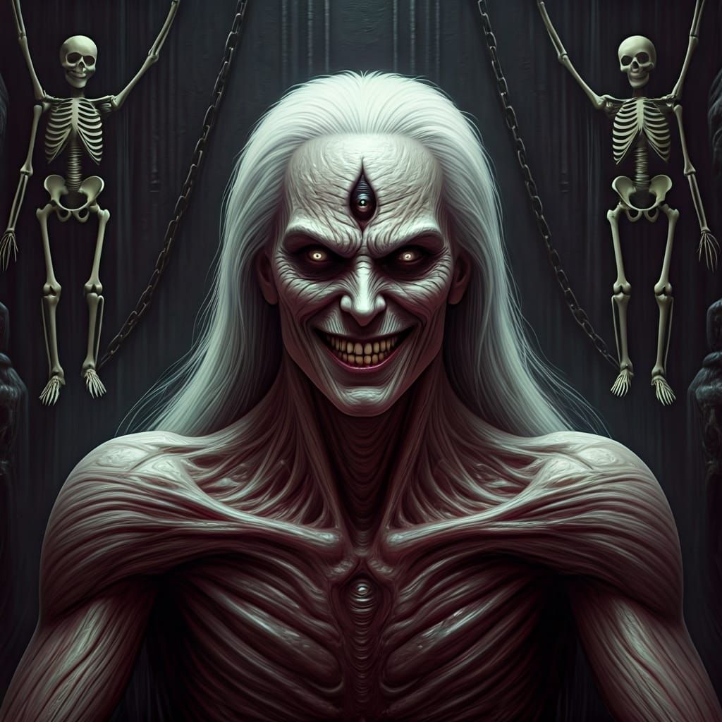 Terrifying Eldritch Horror Dark God on Throne