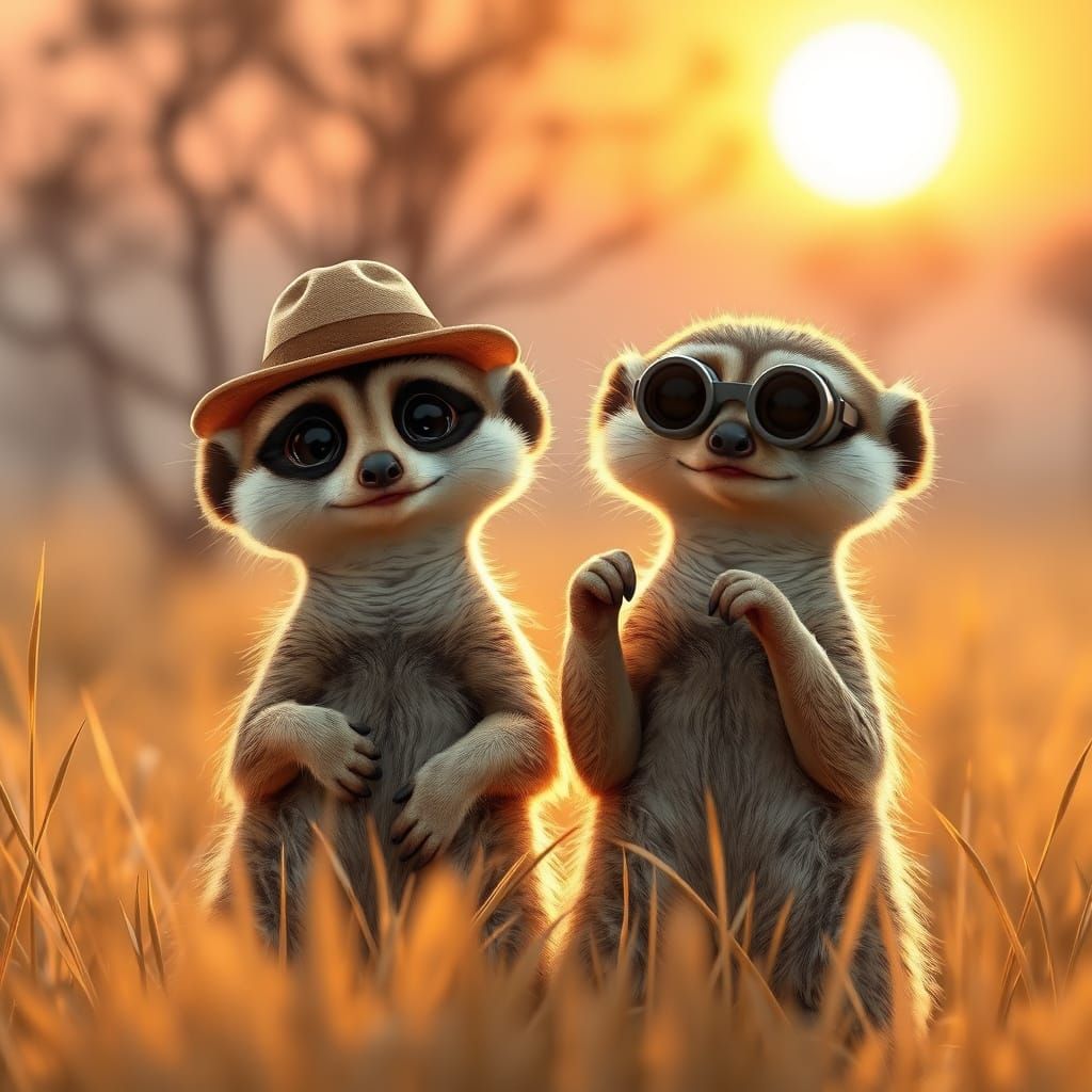 Meerkats Strike Comical Poses in Photorealistic 3D Style