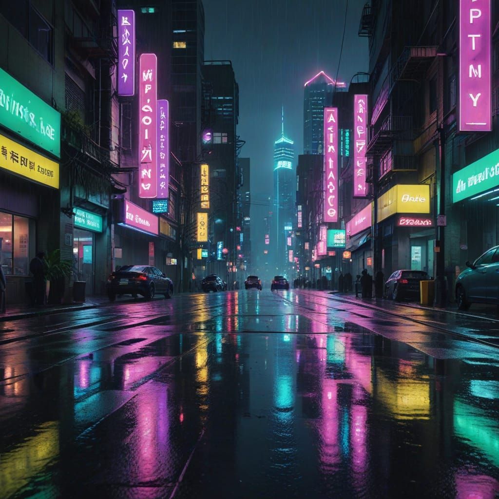 Cyberpunk Cityscape in Neon Dreams
