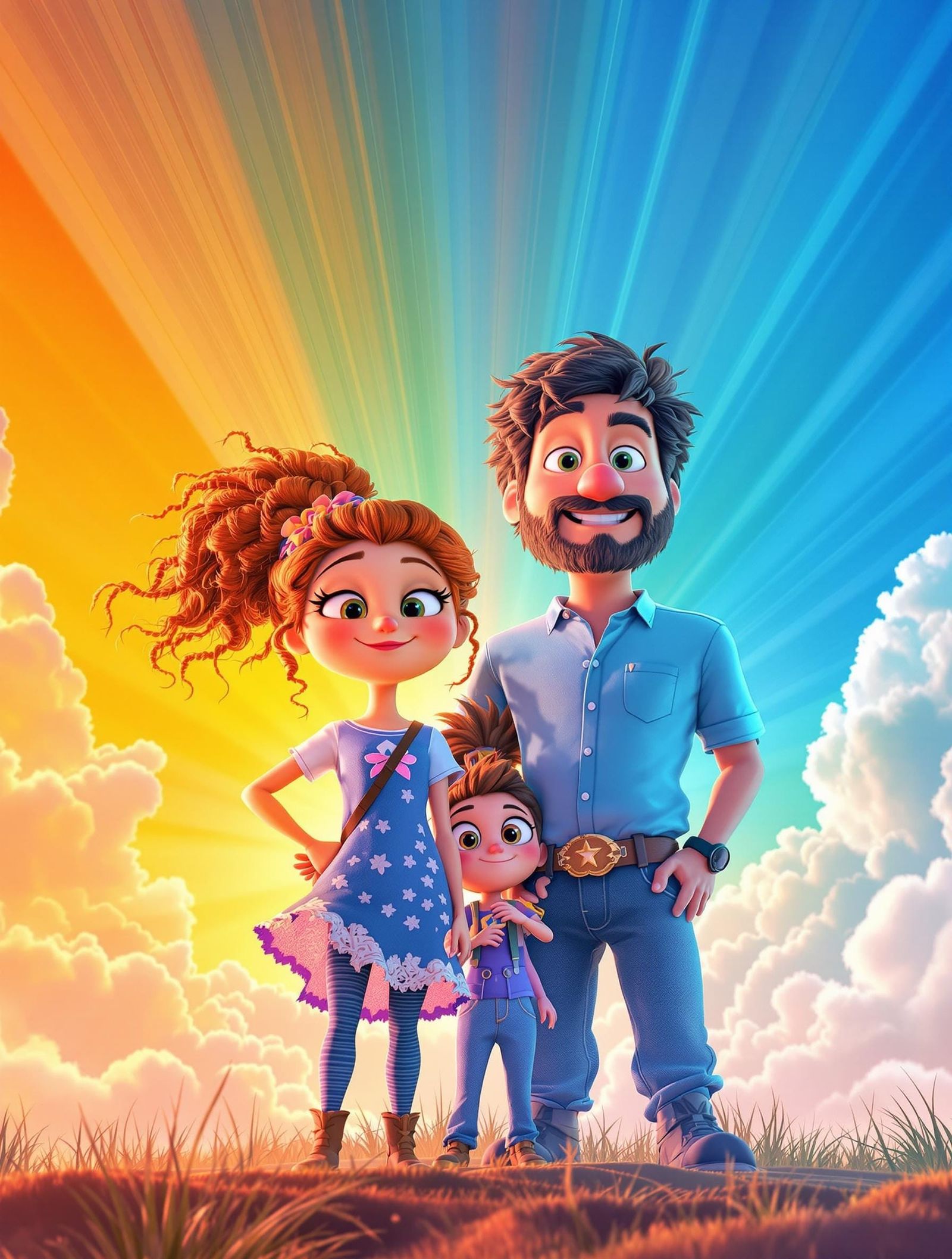 Heroic Characters in a Pixar-Inspired Landscape