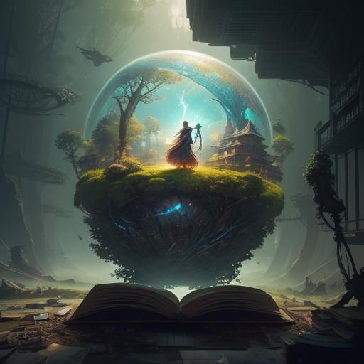 Gaia Goddess Emerges from Book in Library