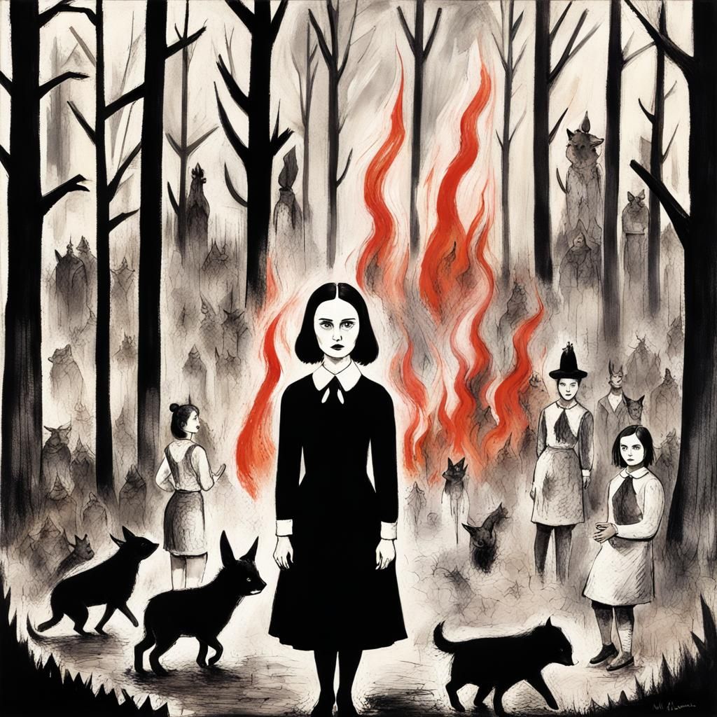 Wednesday Addams' Surreal Forest Fire