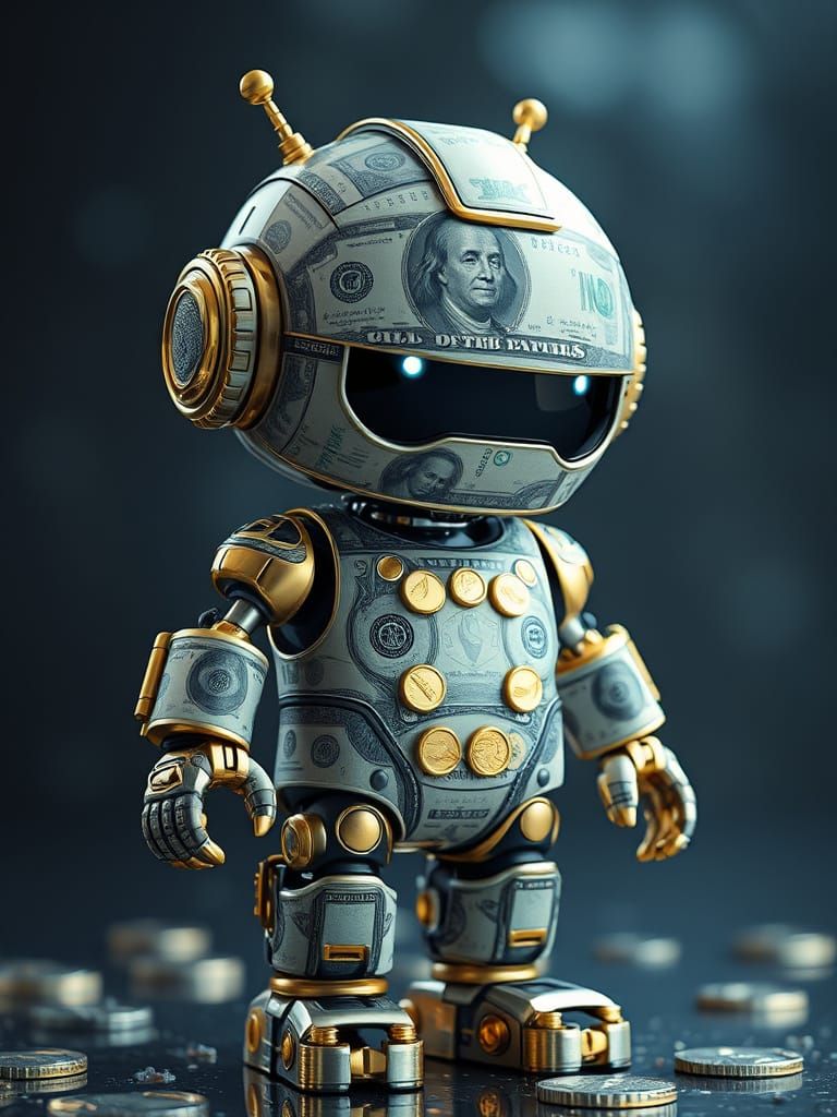 Cute Futuristic Robot Made From Currency