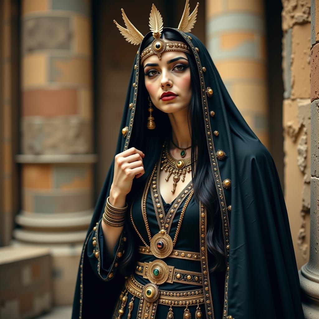 Egyptian Ankh Heroic Line Art in Dark Portrait Style