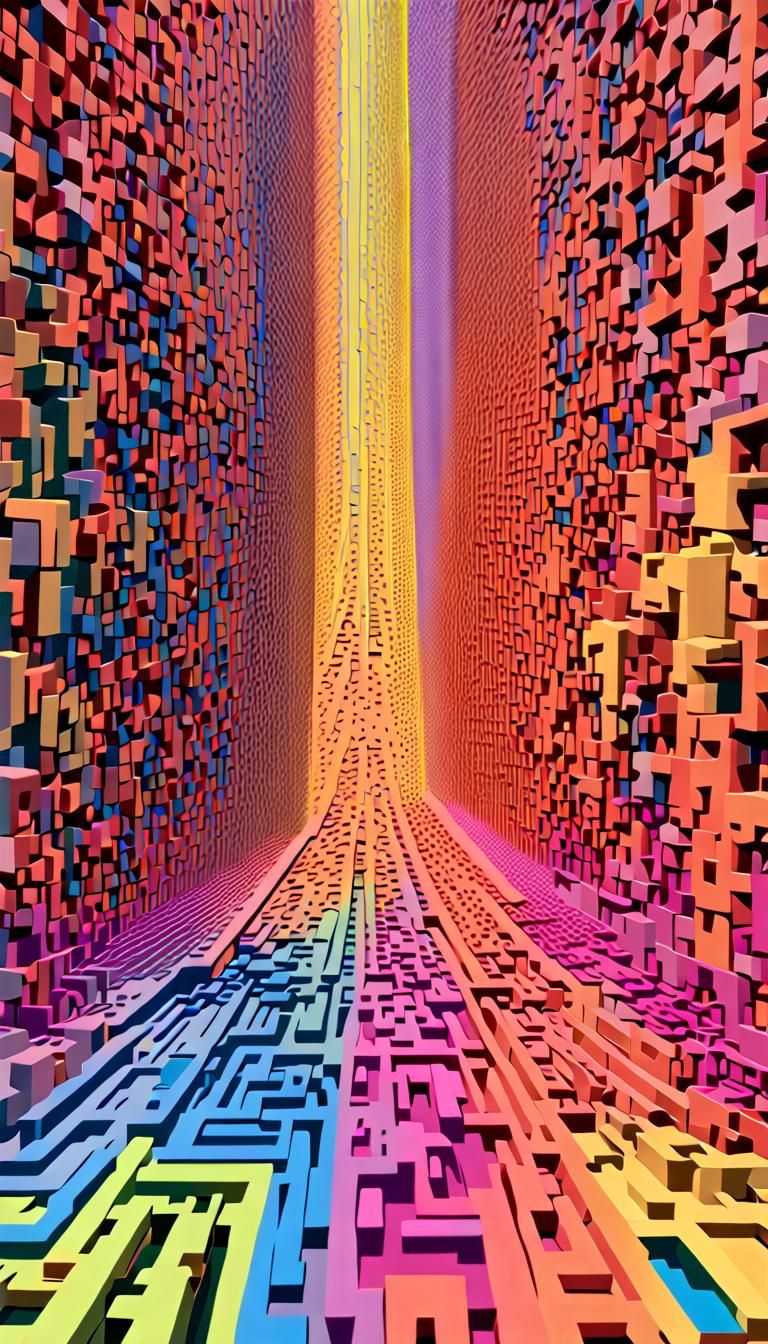 Vivid Psychedelic 3D Image with Maximalist Elements