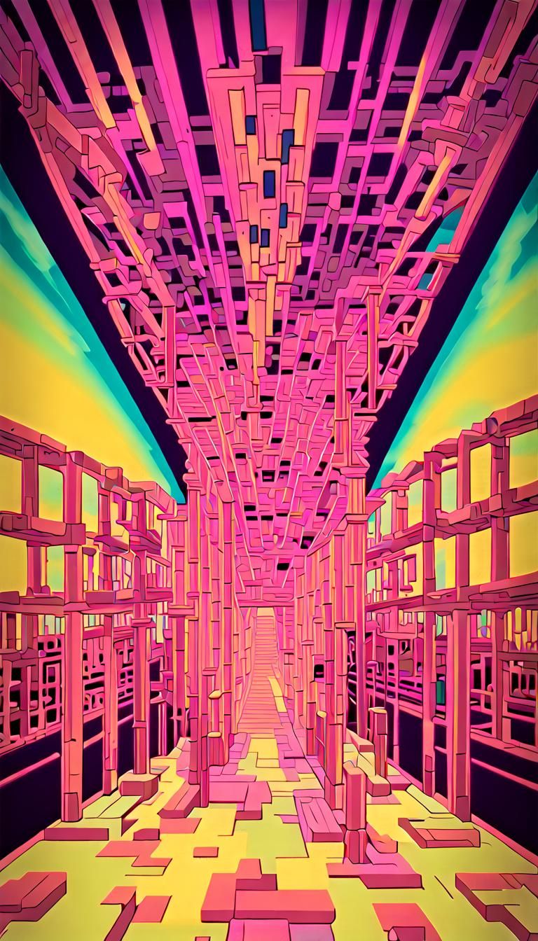 Psychedelic 3D Art with Vivid Day-Glo Colors