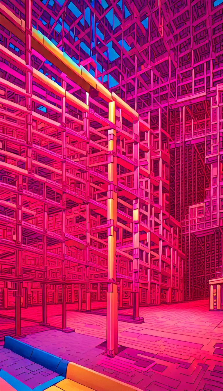 Psychedelic 3D Image with Vivid Contrasting Colors