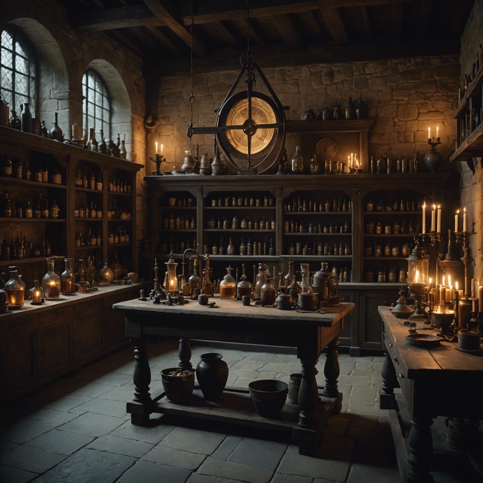 Medieval Alchemy Lab Experiments in Dark Academia Style