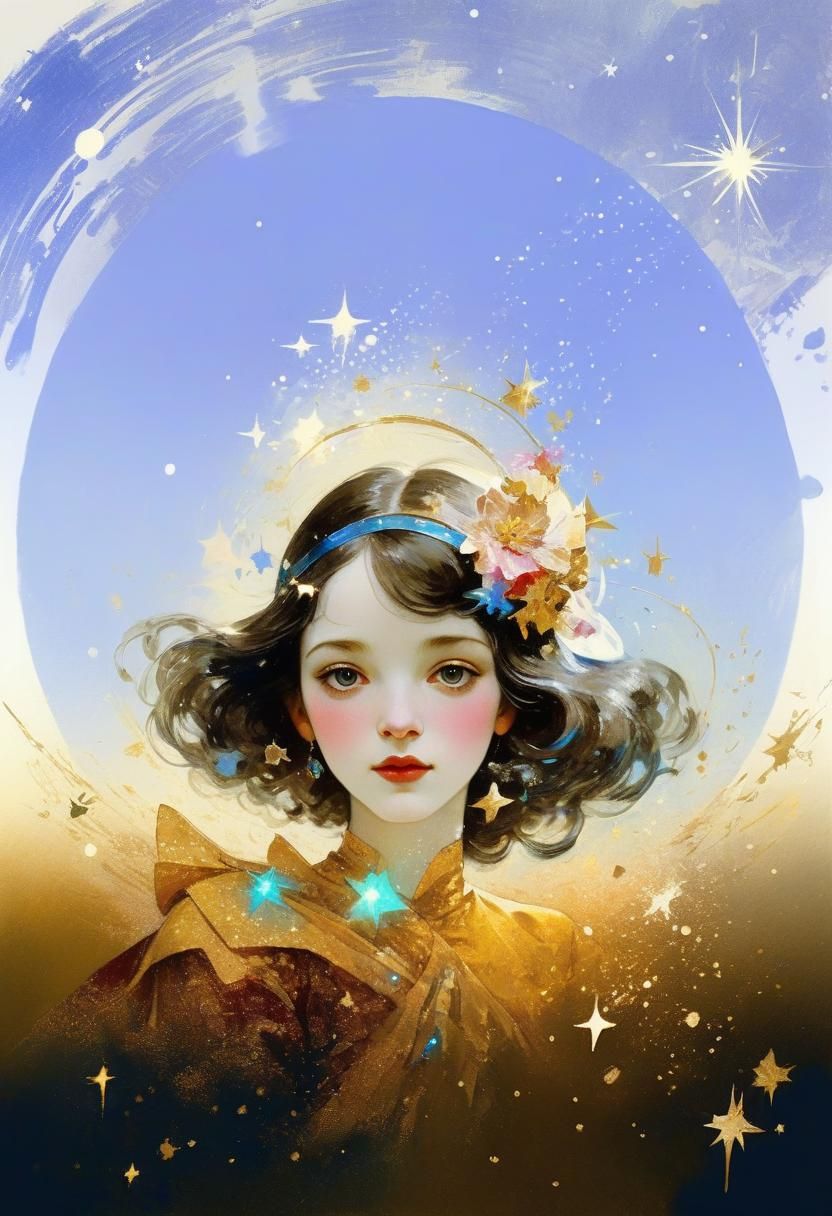 Sparkling Cosmos in Impasto Watercolor Style