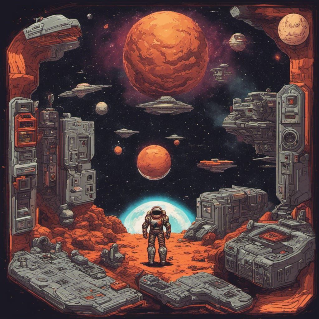 16-bit Space Travel Game Art