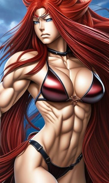 Extremely Muscular Redhead: Hyperrealistic Digital Art
